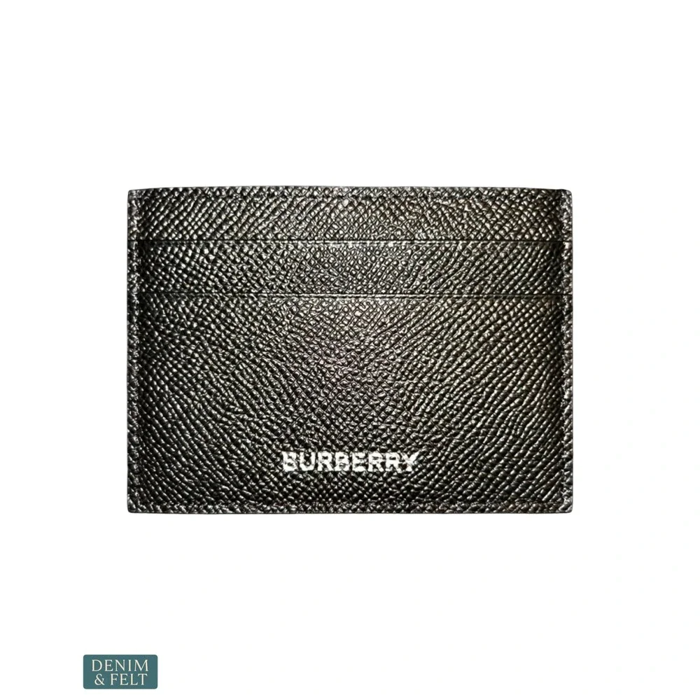 NEW Burberry Sandon Grained Leather Card Holder Black Business Card Case Wallet